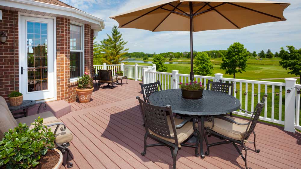 Outdoor Contemporary deck builder, with furniture, Madison, Deck Builders