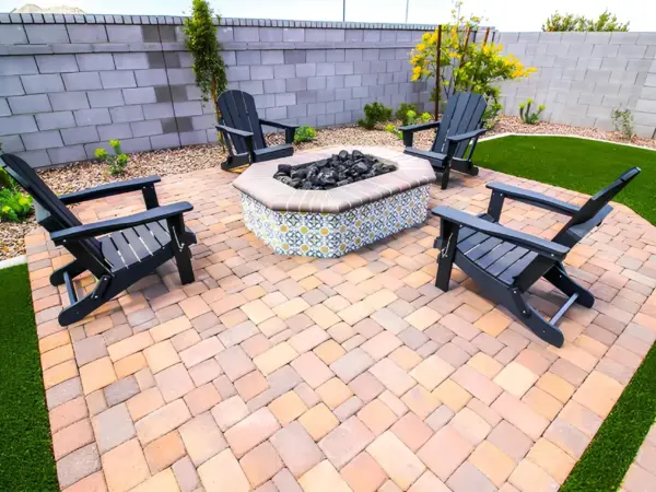 Backyard Fire Pit Patio with Paver Installation